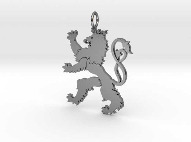 Roude Leiw Detailed pendant no frame in Polished Silver