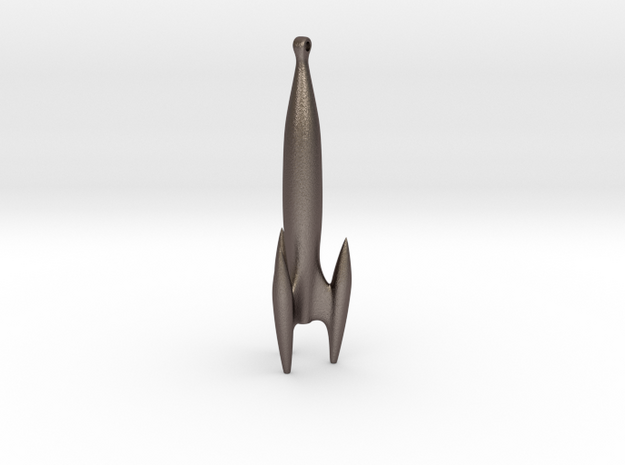Retro Rocket 1 Pendant in Polished Bronzed Silver Steel