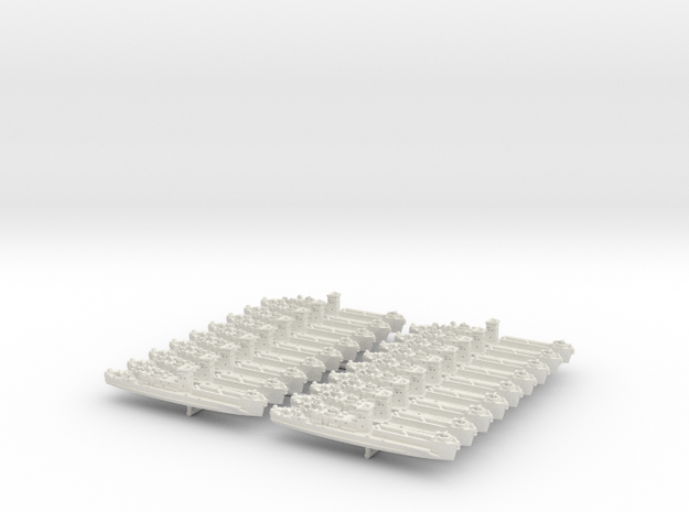 1/1200 LCI(L) (Square Bridge-Side Ramps) (x18) in White Natural Versatile Plastic