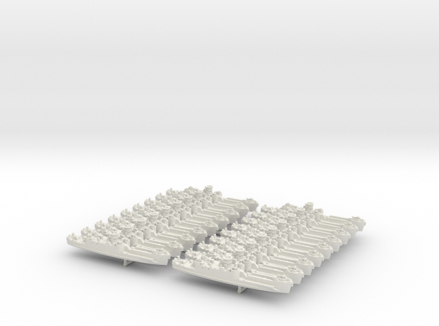 1/1200 LCI(L) (Round Bridge - Side Ramps) (x18) in White Natural Versatile Plastic