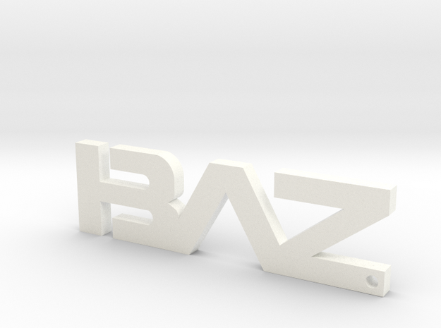 BAZ Keychain Small in White Processed Versatile Plastic
