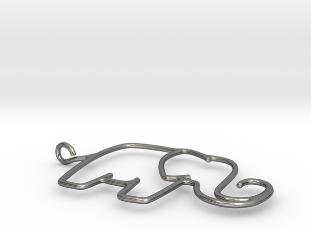 Linking Elephants Necklace in Fine Detail Polished Silver