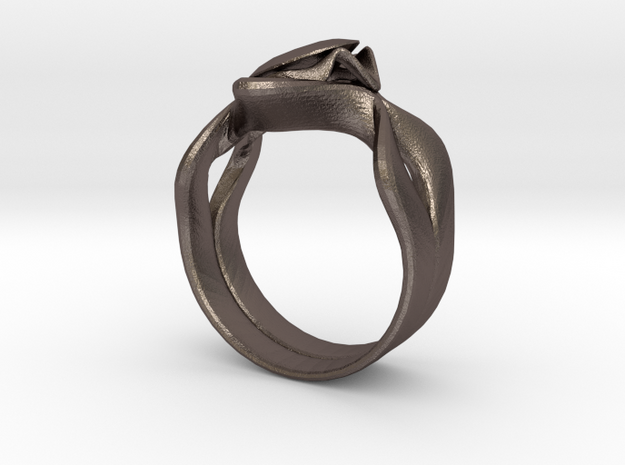 Lotus Ring in Polished Bronzed Silver Steel