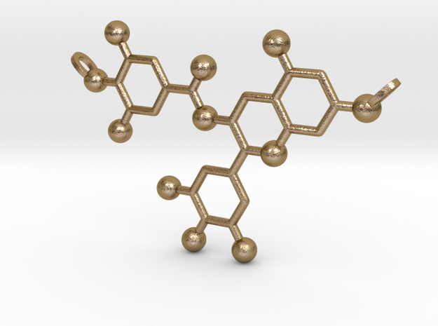 Green Tea Molecule in Polished Gold Steel