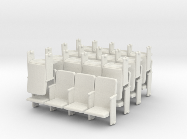 Theater Seats Ver E O Scale 4x7 and 1 single in White Natural Versatile Plastic