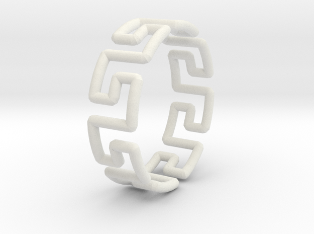 Greek Ring in White Natural Versatile Plastic