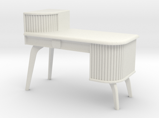 1:24 Asymmetrical Moderne Desk in White Natural Versatile Plastic