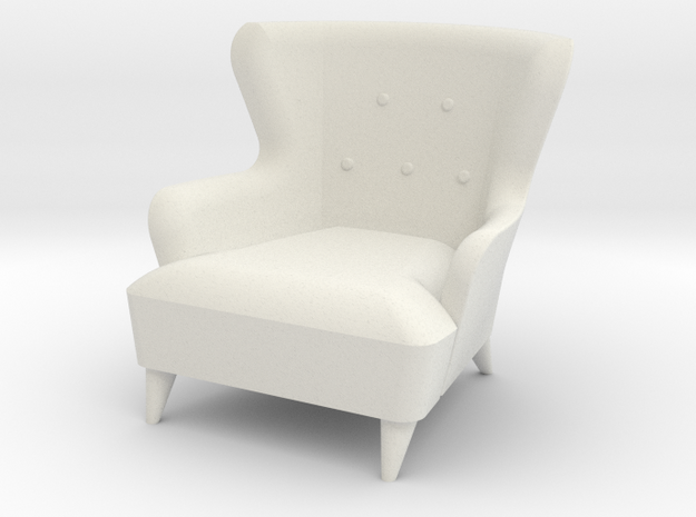 1:24 Moderne Wingback Barrel Chair in White Natural Versatile Plastic