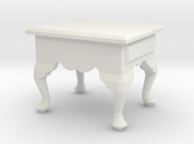 1:24 Queen Anne End Table, Short in White Natural Versatile Plastic