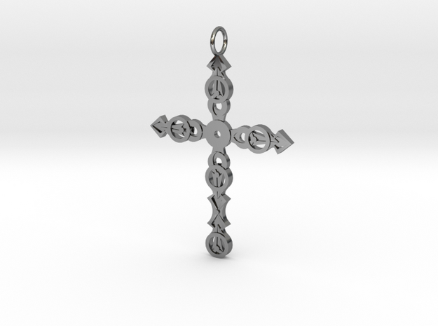 Ornate Cross in Fine Detail Polished Silver