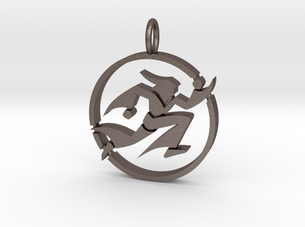 Running Wizard Pendant in Polished Bronzed Silver Steel