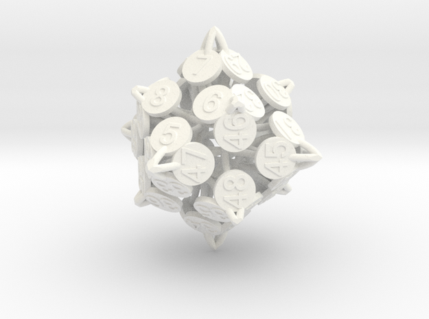 Player Order Die - 3D Print Only Version in White Processed Versatile Plastic