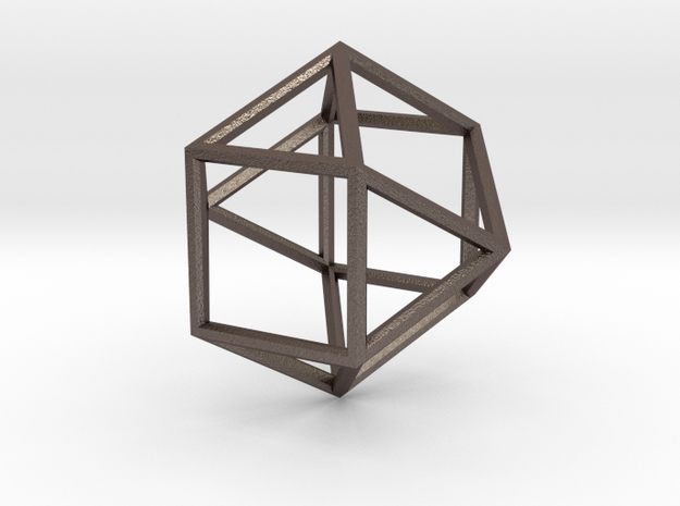 Cube Octohedron - 5cm in Polished Bronzed Silver Steel