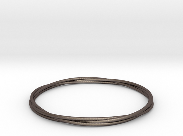 Three loops bangle in Polished Bronzed Silver Steel