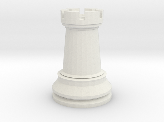 Large Staunton Rook Chesspiece in White Natural Versatile Plastic