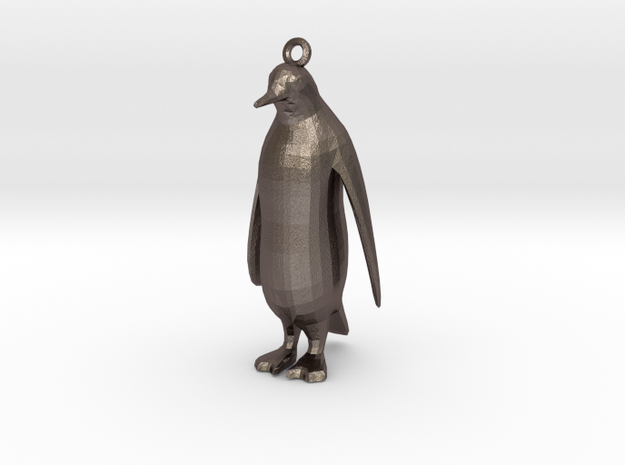 PenguinPendant in Polished Bronzed Silver Steel