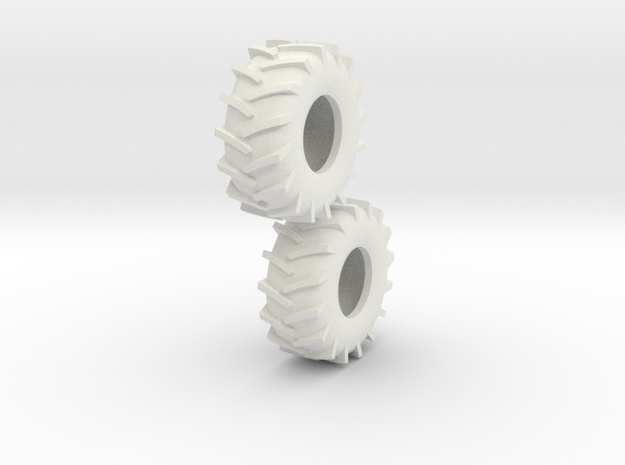 1:64 scale 30.5-32 Tire Pair in White Natural Versatile Plastic