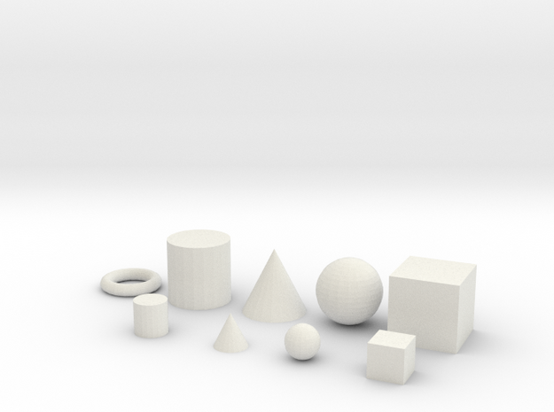 Primitive objects for test printing_V1.2 in White Natural Versatile Plastic