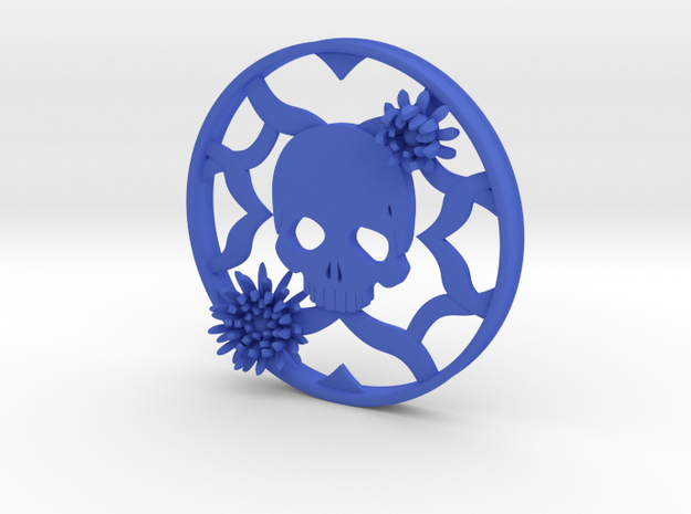Chrysanthemum Skull Plugs 4 1/2 Inch gauge Right in Blue Processed Versatile Plastic