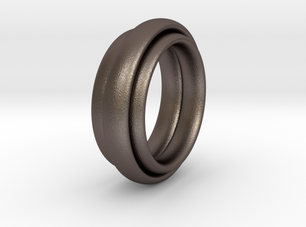 TriBundle Ring-Size9 in Polished Bronzed Silver Steel
