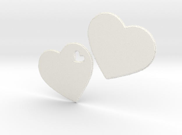 LOVE 3D Hearts in White Processed Versatile Plastic