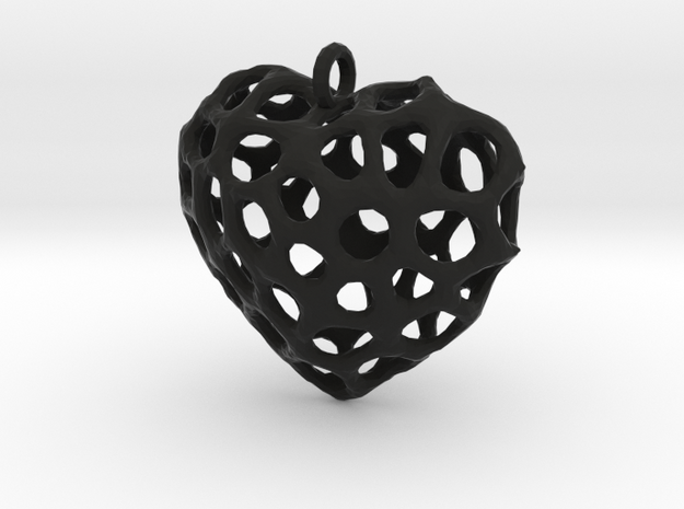 Voronoi Heart Piece Necklace in Black Natural Versatile Plastic
