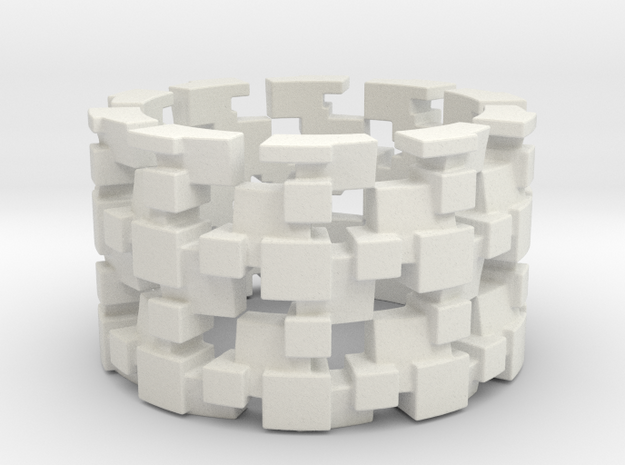 Tilt Cubes Ring Size 10 in White Natural Versatile Plastic