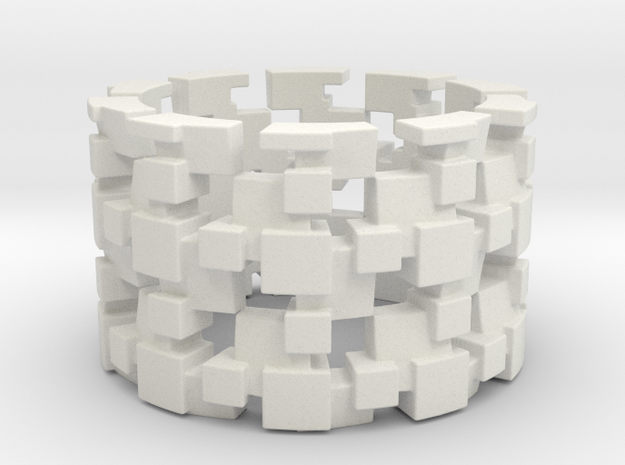 Tilt Cubes Ring Size 11 in White Natural Versatile Plastic