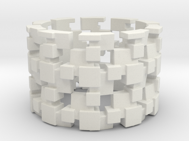 Tilt Cubes Ring Size 13 in White Natural Versatile Plastic