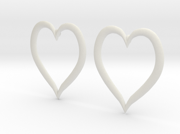 Heart Earrings in White Natural Versatile Plastic