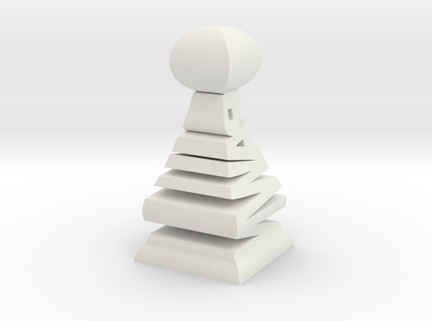 Typographical Pawn Chess Piece in White Natural Versatile Plastic