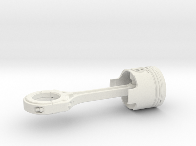 Piston Keychain in White Natural Versatile Plastic