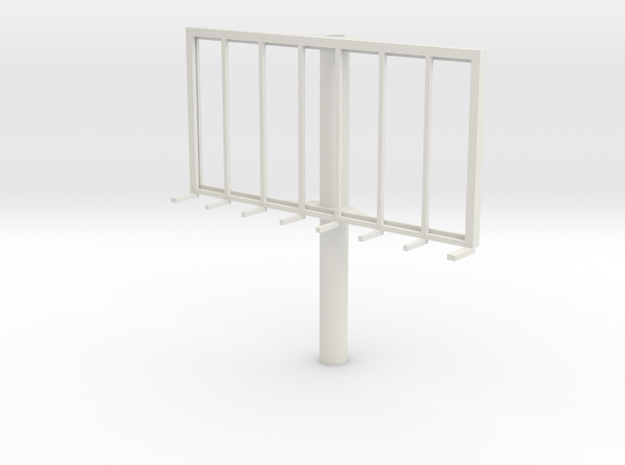 HO Scale Billboard Frame-Pole Mounted 2 in White Natural Versatile Plastic