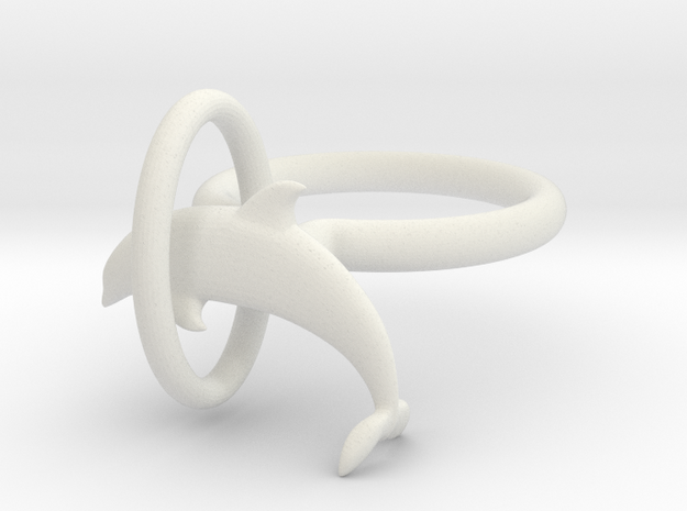 Dolplin Ring (US Size8) in White Natural Versatile Plastic