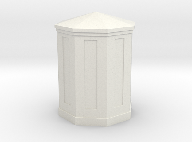 O scale (1/48) B&O Large Telephone Booth (octagona in White Natural Versatile Plastic