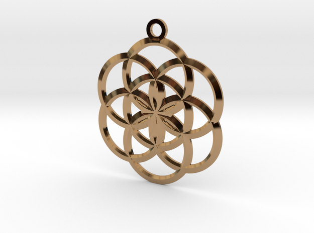 Seed Of Life Pendant - 02 in Polished Brass