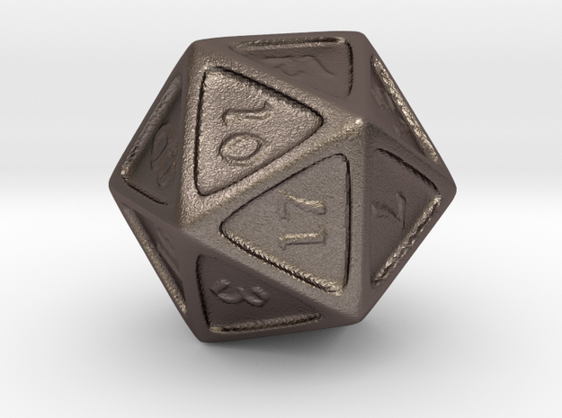 D20 in Polished Bronzed Silver Steel