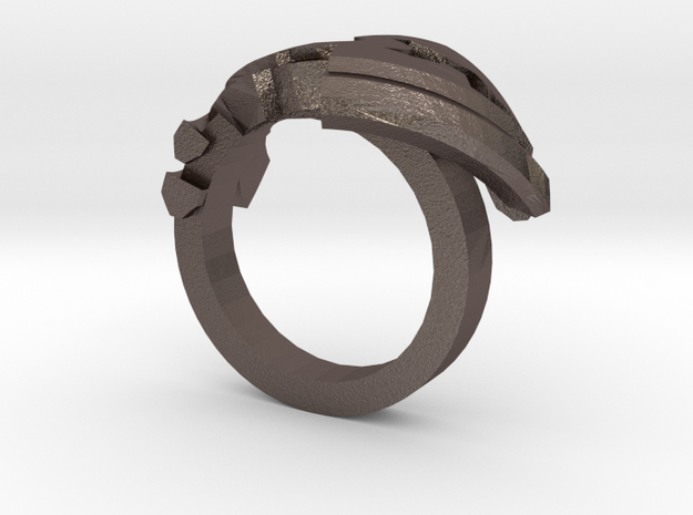 Avar Ring - us:11 3/8 fin:Ø21 in Polished Bronzed Silver Steel