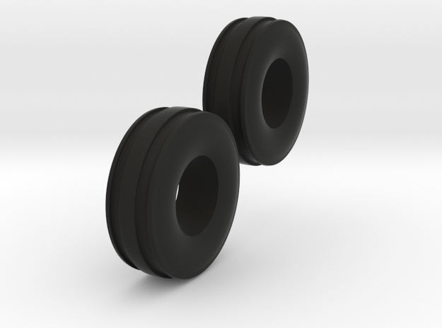1/64 11L-15 3 Rib Tractor Tires in Black Natural Versatile Plastic