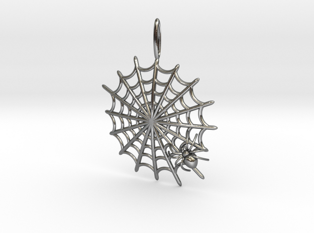 Spider & Web in Polished Silver