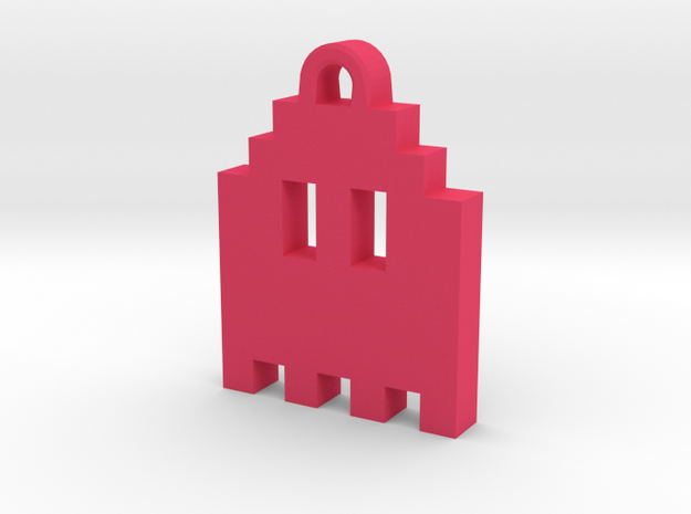 Pac Man Ghost 8-bit Earring 1 (looks up | moving) in Pink Processed Versatile Plastic