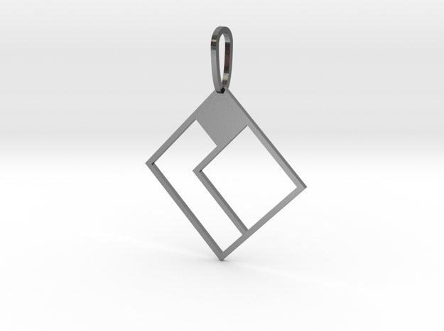 Tetromino Pendant - Diamond Two in Polished Silver