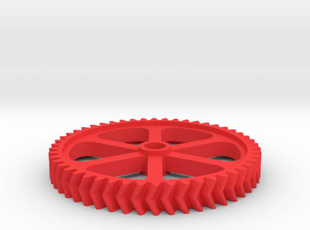 Double Helical Involute Gear M1.5 T50 in Red Processed Versatile Plastic