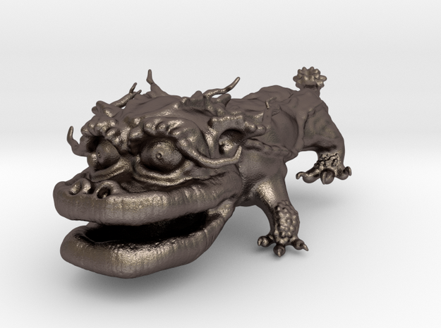 Dragon Dog v01 6cm in Polished Bronzed Silver Steel