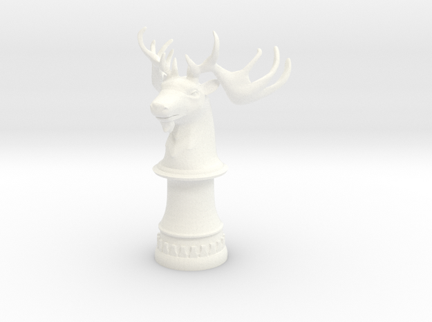 Wild Elk Knight (Round Base) in White Processed Versatile Plastic