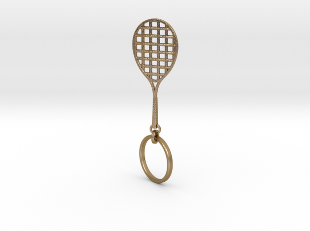 Tennis Keychain in Polished Gold Steel