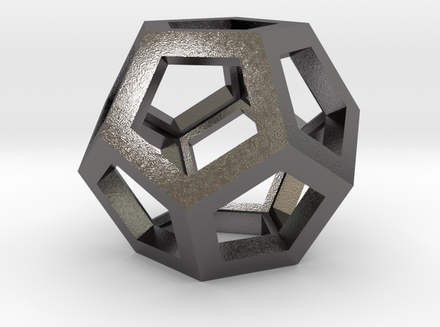 Dodecahedron Necklace Pendant in Polished Nickel Steel