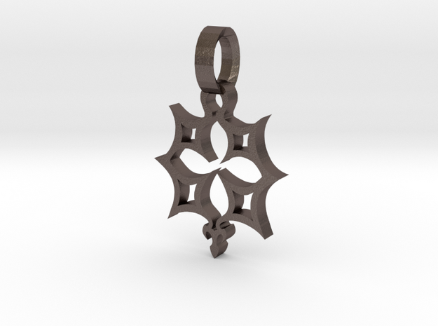 Crucifix star 1 inch in Polished Bronzed Silver Steel