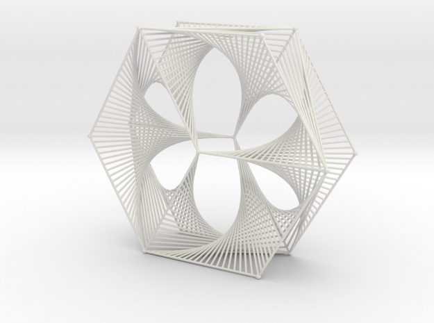 Wired Six Petals Straight Line Curves Mesh  in White Natural Versatile Plastic