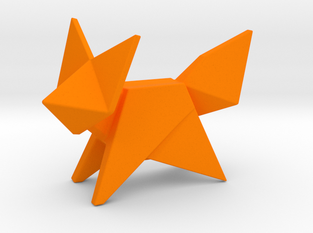 Origami Fox in Orange Processed Versatile Plastic